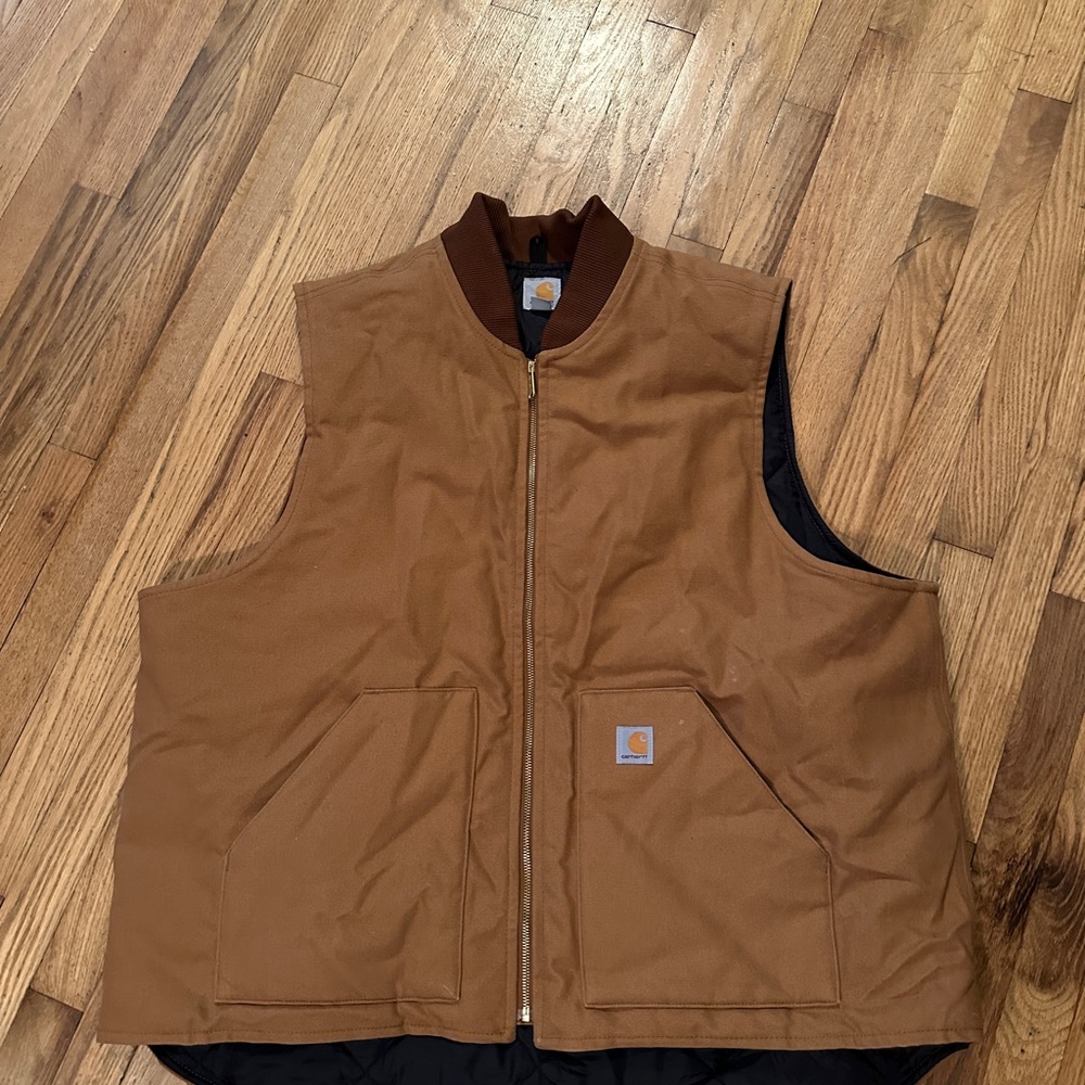 RELAXED FIT FIRM DUCK INSULATED RIB COLLAR VEST